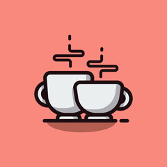Coffee Illustration Flat Cartoon Icons. Premium Vector Cafe Icon Concept Isolated. Flat Cartoon Style