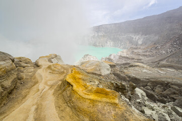 Ijen volcano in East Java, Indonesia