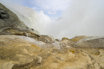 Ijen volcano in East Java, Indonesia