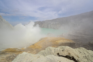 Ijen volcano in East Java, Indonesia