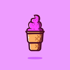 Ice Cream Flat Cartoon Icon Illustration. Premium Vector Fast Food Icon Concept Isolated. Flat Cartoon Style