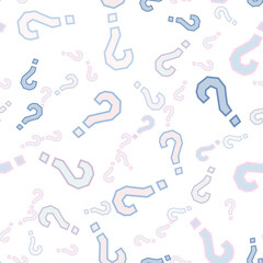Quiz seamless pattern. Question marks, doubt, faq background. Simple endless repeating motif. Poll, survey, interrogation, query background. Template for opinion poll, public poll Vector illustration.