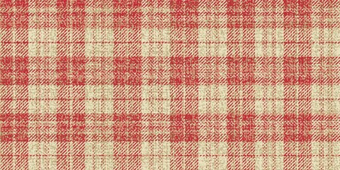 ragged old fabric texture of traditional checkered gingham repeatable ornament with lost threads, red and beige bicolor pattern with inverced colors on  for plaid, tablecloths, shirts, clothes, tartan - 401357826