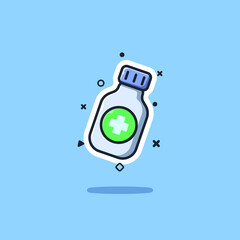 Medicine bottle vector illustration in flat style isolated on light blue background