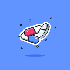 Medicine Vector Illustration. Flat Cartoon Style Suitable for all medical field, Banner, Flyer, Sticker, Wallpaper, Stationery Set, Icon, Symbol, Cute, Sign