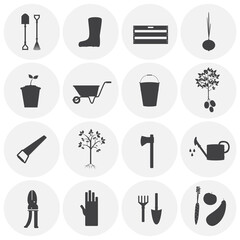 Gardening icons set on white background.Creative illustration concept symbol for web or mobile app