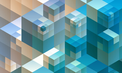 Vector Abstract geometric shape from blue cubes. Blue squares