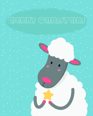 Christmas card with a cute lamb