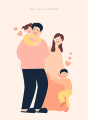 a collection of harmonious family illustrations