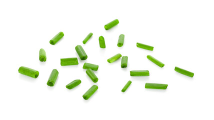 chopped green onions on white