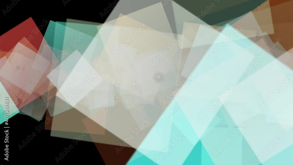 Poster fireworks on isolated black background, close-up of blurry squares of light flying and rotating at v