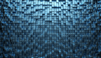 Background of blue metal blocks.
