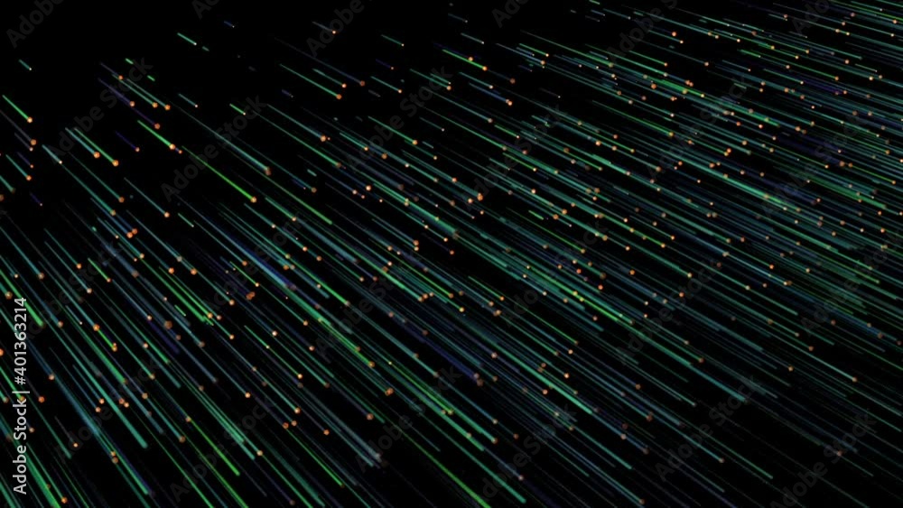 Poster falling, burning particles of an exploding meteorite leave a trail on an isolated black background i