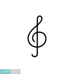 Treble clef vector icon. Music sign
