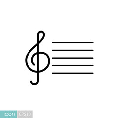 Treble clef vector icon. Music sign