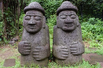 Obraz premium Dol hareubang rock statues in Jeju, Korea