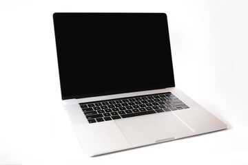 close up. modern laptop on a white background.