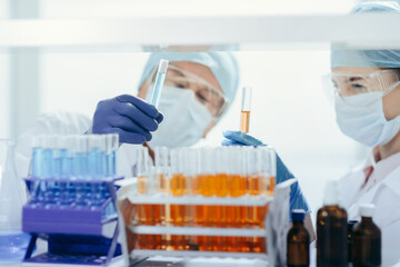 close up. biologists conduct blood tests in the laboratory .