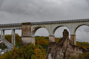 Isernia, Molise, Italy.  Santo Spirito railway bridge. View