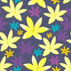 Floral seamless pattern. Vector background with flowers. Hand drawn artwork for textiles, fabrics, souvenirs, packaging and greeting cards.