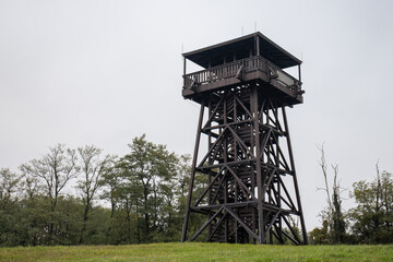 Mother Theresa (Terez Anya) lookout tower in an autumn afternoon in Zalakoveskut, Hungary