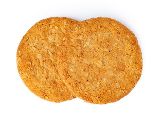 Stack of oat cookies isolated on white