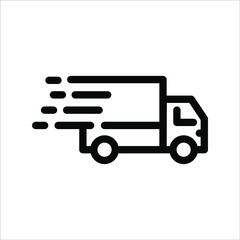 fast delivery truck icon, express delivery, quick move, line symbol on white background