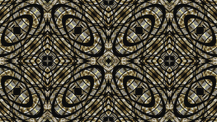 African pattern with colored shapes and black curves, illustration   