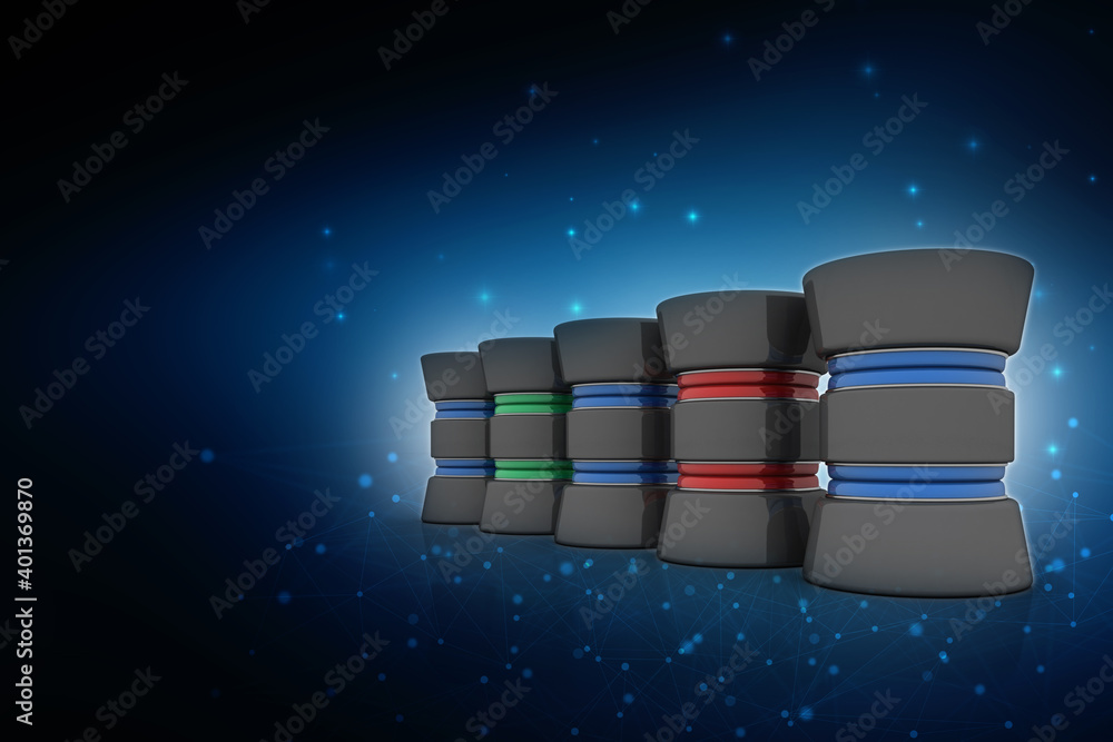 Poster 3d rendering database storage data base