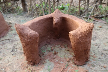 Traditional Clay Oven Made in Rural Lifestyle in Nepal