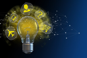 
3d illustration bulb future technology, innovation background, creative idea concept 