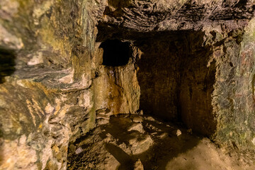 King Zedekiah tears niche with water drops in Zedekiah’s Cave - King Solomon’s Quarries - under...