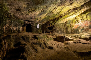 King Zedekiah tears niche with water drops in Zedekiah’s Cave - King Solomon’s Quarries - under Old City of Jerusalem, Israel