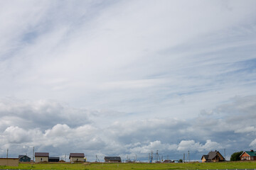 Fototapeta na wymiar Serenity. Landscape with sky and clouds Загородный пейзаж с небом и облаками. Минимализм