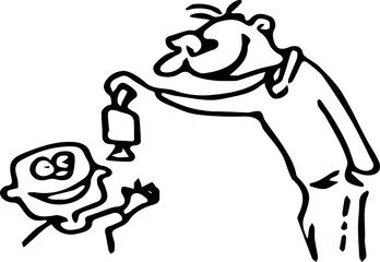 an adult teases a child with candy