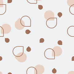 Granola print - healthy food. Geometric seamless pattern with brown and beige nuts on a grey isolated background. Graphic dots, peas, uneven edges. Great for fabric, wallpaper, textile, wrapping. - 401370455