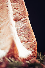 close up of pandoro with sugar