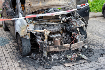 Wreck of a burnt car
