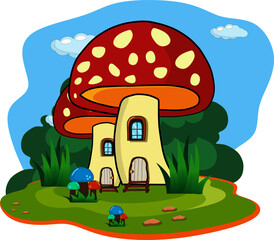 Vector illustration of mushrooms house