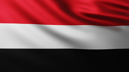 Large Flag of Yemen fullscreen background in the wind