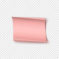 Abstract pink realistic paper banner. Valentines day, birthday or other event greeting card template. Vector illustration.
