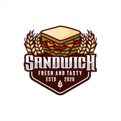 Sandwich fresh and tasty vector design logo
