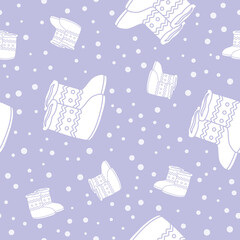 Wrapping paper - Seamless pattern of winter boot symbols for vector graphic design