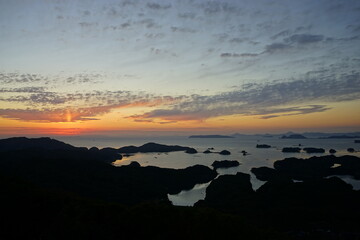Kujukushima at sunset from Tenkaiho Observatory in Nagasaki, Japan - 九十九島の夕日 展海峰からの眺め 長崎 日本