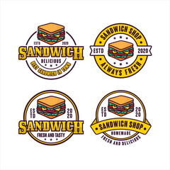 Sandwich shop badge vector design logo collection