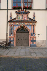 Das Renaissance-Rathaus am Marktplatz in Naumburg/Saale an der Straße der Romanik,...