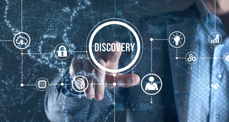 Internet, business, Technology and network concept.virtual blackboard of the future, he sees the...