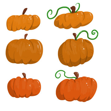 Set pumpkin New icon art illustration design. New simple popular cartoon game and children book style.