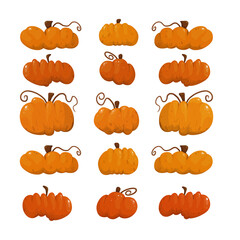 Set pumpkin New icon art illustration design. New simple popular cartoon game and children book style.