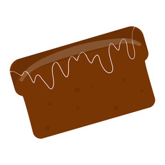 Black bread is isolated on a white background in a cartoon style. Vector illustration of food..